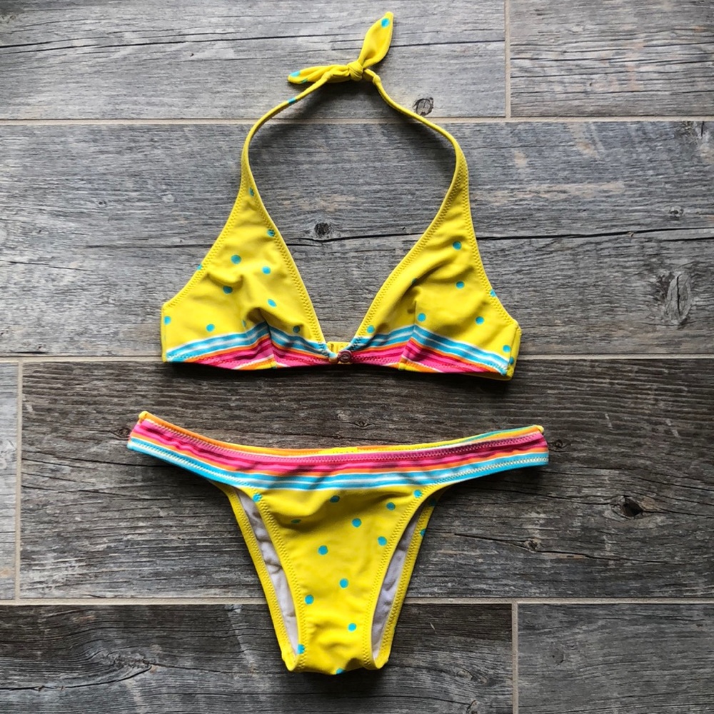 Salinas Itty Bitty Yellow Polk-a-Dot Bikini Size S